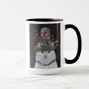 Mug Chat blanc avec cloche papillon