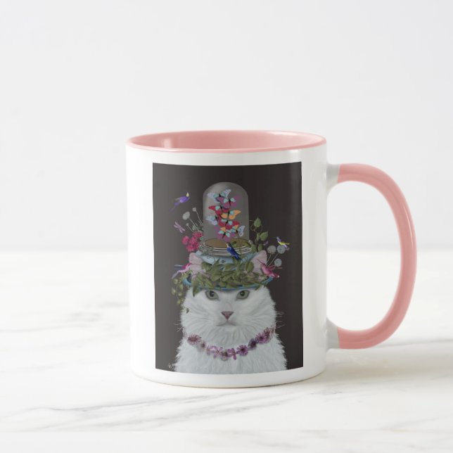 Mug Chat blanc avec cloche papillon (Droite)