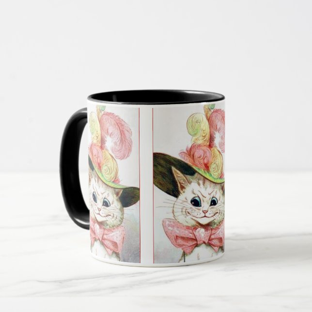 Mug Chat blanc dans une peinture Casquette fantaisie d (Devant gauche)
