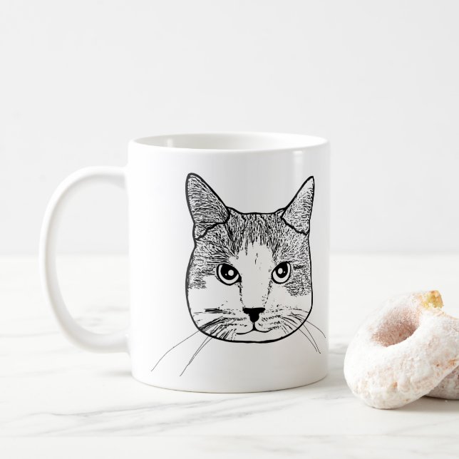 Mug Chat blanc de gingembre personnalisé (Avec donut)