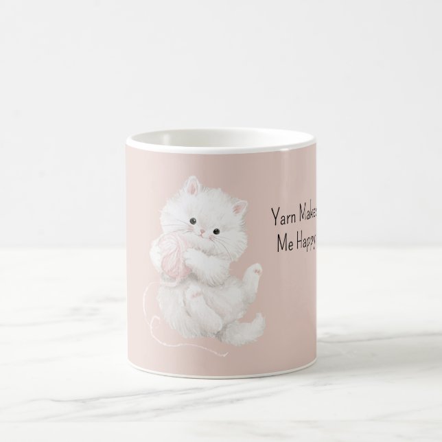 Mug Chat Blanc Fil Rose (Centre)