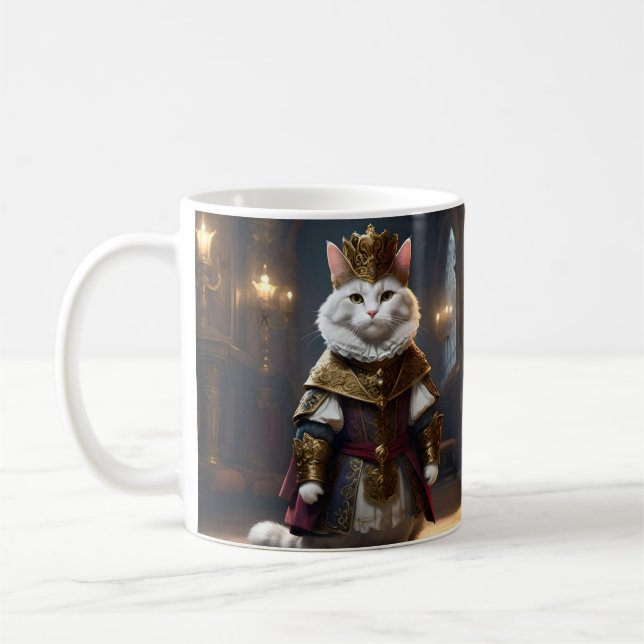 Mug Chat blanc habillé Renaissance, Musique (Gauche)