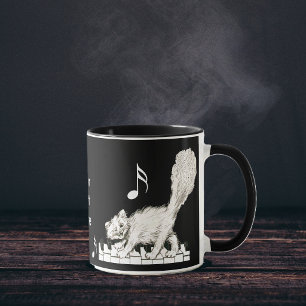 Mug Chat blanc sur clés de piano