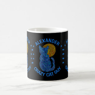 Mug Chat bleu de Z et le type fou de chat d'amoureux
