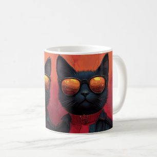 Mug Chat bleu oriental avec roses du cœur pour la Sain