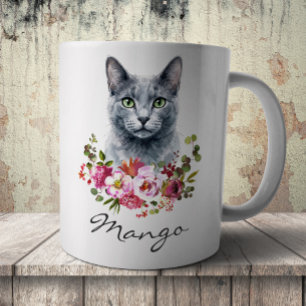 Mug Chat bleu russe à l'aquarelle