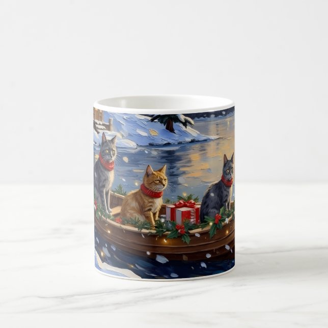 Mug Chat Bleu Russe Noël Bateau Fêtes (Centre)