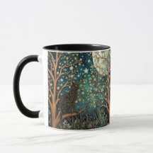 Chat boho ciel nocturne étoilé forêt boisée