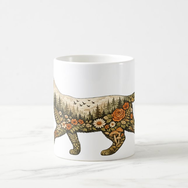 Mug Chat Boho — Nom personnalisé Fleur Chat & Cadeau d (Centre)