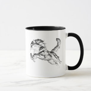 Mug Chat bondissant en noir et blanc.
