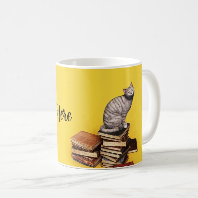 Mug Chat britannique sur un plateau de service empilé  (Devant droit)
