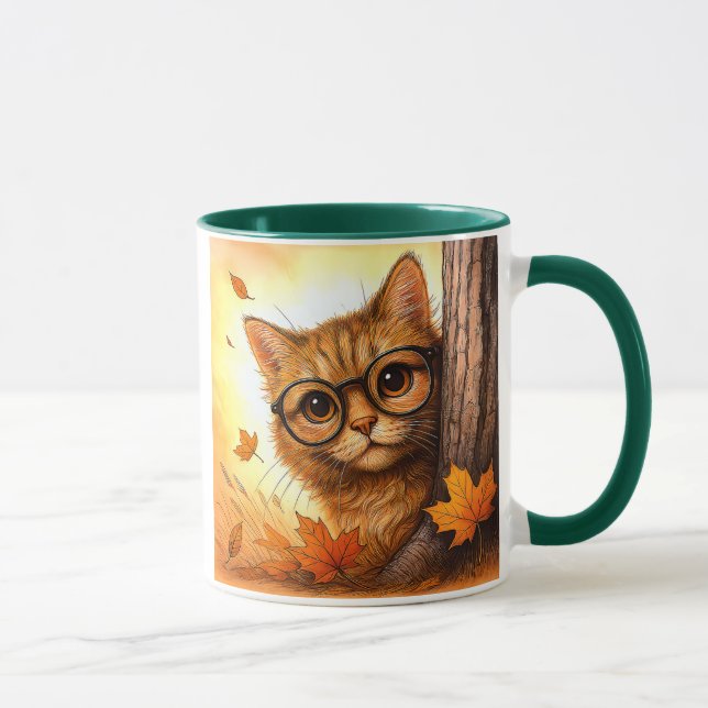 Mug Chat caché derrière un arbre (Droite)