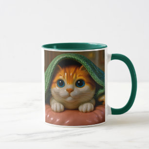 Mug chat caché sous couverture