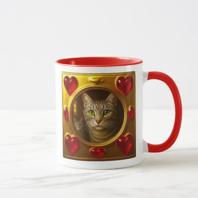Mug chat cadre doré (Droite)