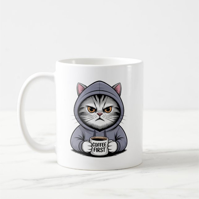 Mug Chat Café ☕🐱 – Design Café pour Amoureux de Chats (Gauche)