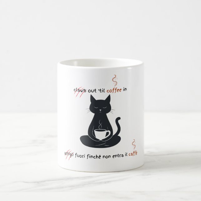Mug Chat + Café = Griffes” Design Minimaliste  (Centre)