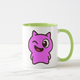 Mug Chat cartoon rose minimaliste rigolo.