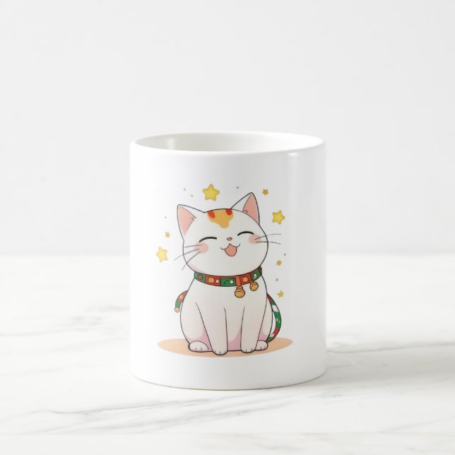 Mug Chat Chanceux avec Étoiles Design Kawaii (Centre)