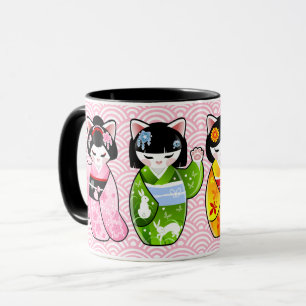 Mug Chat chanceux japonais de Kokeshi Maneki Neko