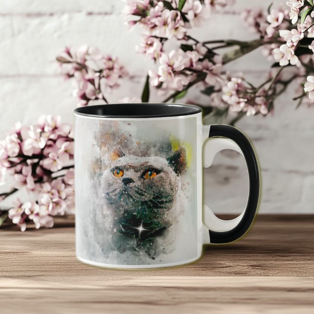 Mug Chat Chartreux et Neige (Créateur téléchargé)