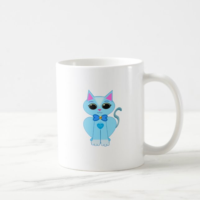 Mug Chat chaton bleu clair élégant (Droite)