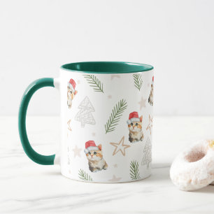 Mug Chat chaton chaton couleur vert Père Noël Joyeux N