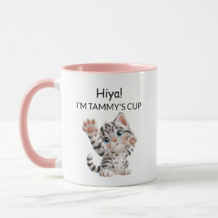 Mug Chat Chaton Tigré Mignon qui Agite la Main   P