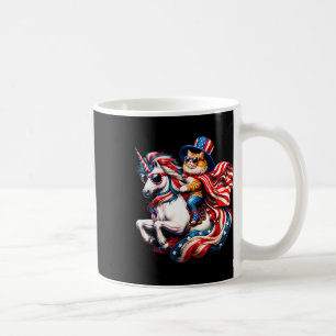 Mug Chat chevauchant une licorne drapeau États-Unis pa