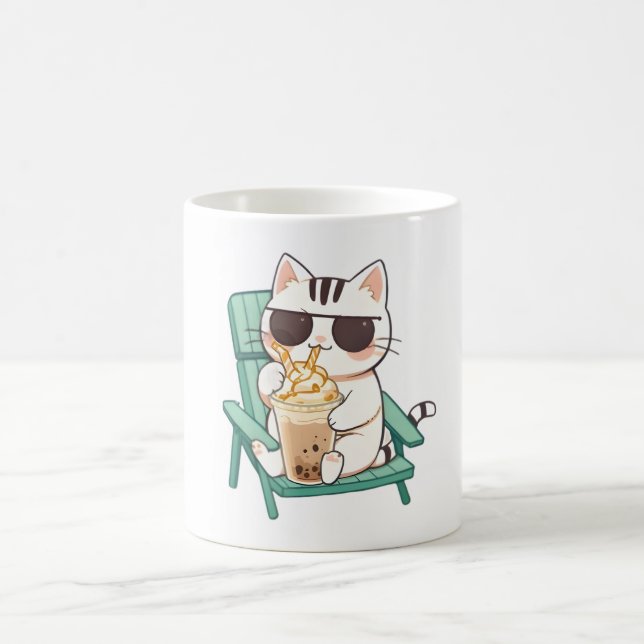 Mug Chat Chibi Mignon avec des Lunettes de Soleil Buva (Centre)