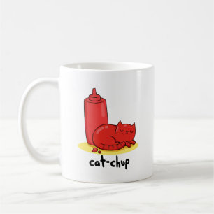 Mug Chat-chup Cute Red Ketchup Cat Pun