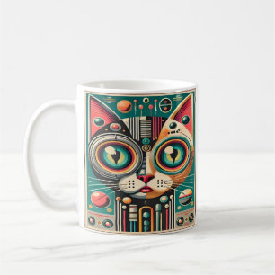 Mug Chat Circuit Rétro Futuriste Milieu de Siècle