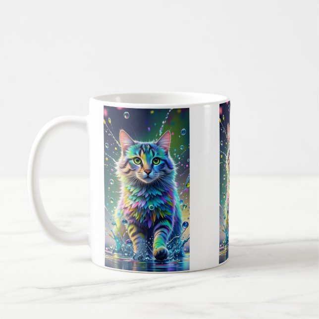 Mug Chat coloré, éclaboussure, peinture, classement de (Gauche)