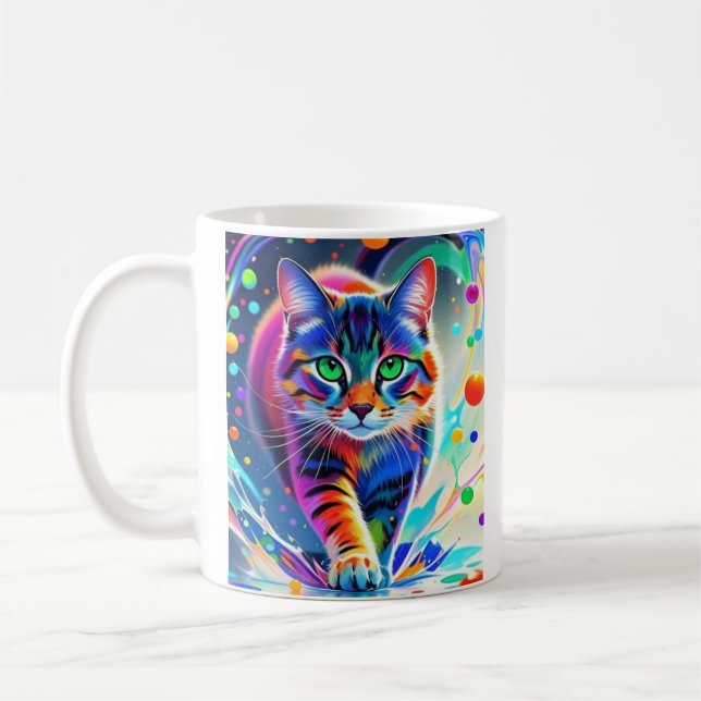 Mug Chat coloré, éclaboussure, peinture, classement de (Gauche)