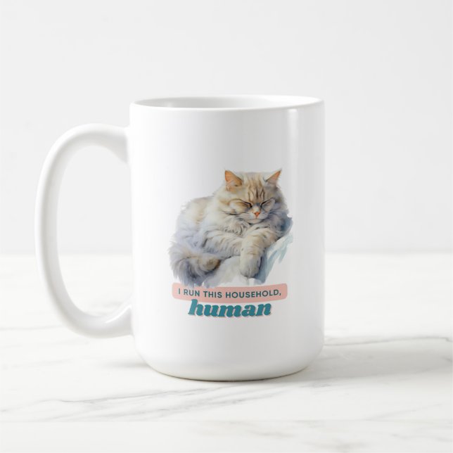 Mug Chat Comical "Je Gère Cette Maison, Humain" (Gauche)