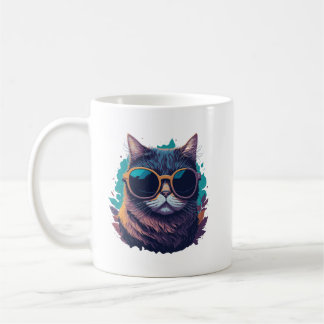 Mug Chat cool avec lunettes de soleil