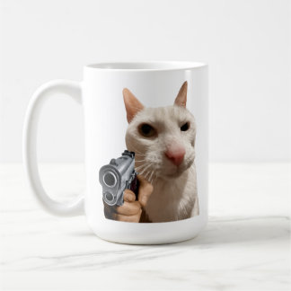 Mug Chat Cool Avec Pistolet Mème Drôle