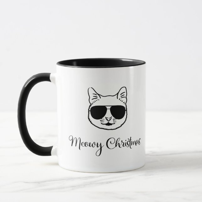 Mug Chat Cool "Meowy Christmas" à Shades (Gauche)