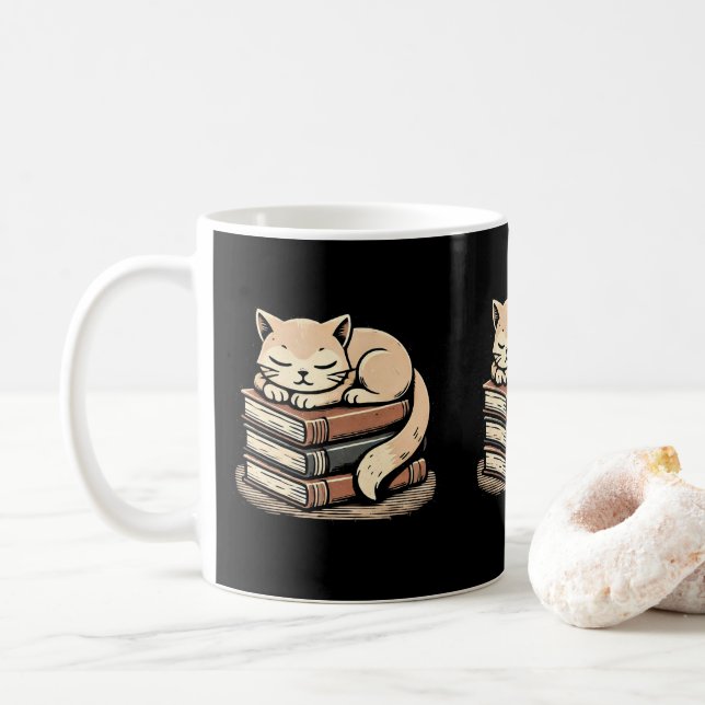 Mug Chat Cosy Sur Livres Lover Propriétaires et Amoure (Avec donut)