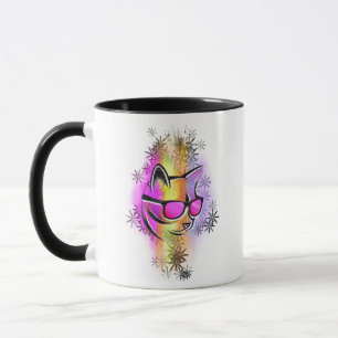 Mug chat couleurs lunettes de soleil