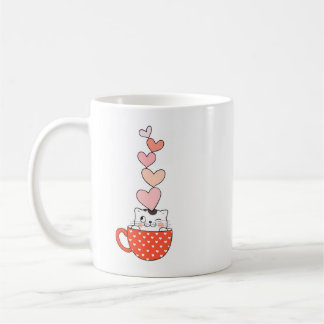 Mug Chat Coupe Avec Coeurs