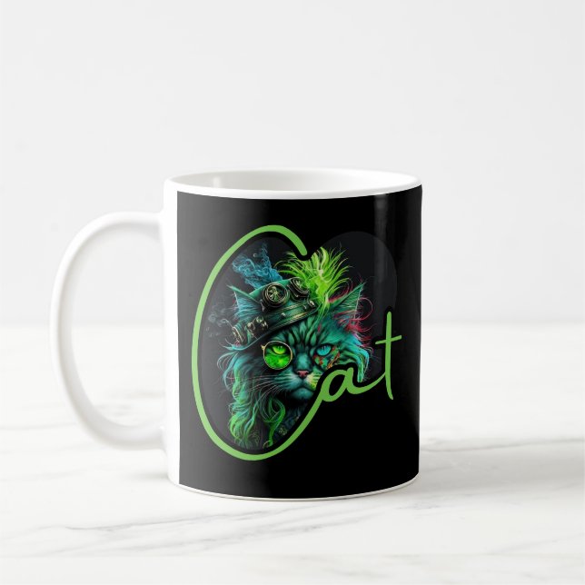 Mug Chat Cyber Steampunk - Amoureux des chats futurist (Gauche)