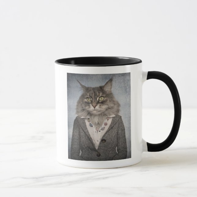 Mug Chat dans des vêtements (Droite)