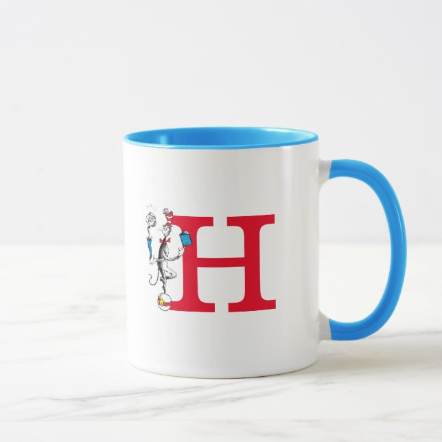 Mug Chat dans l'acte d'équilibre Monogramme H (Droite)