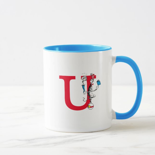 Mug Chat dans l'acte d'équilibre monogramme U (Droite)
