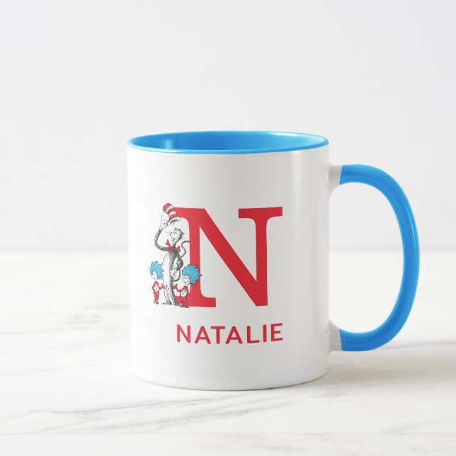 Mug Chat dans le Casquette, Chose Un Nom & Monogramme  (Droite)