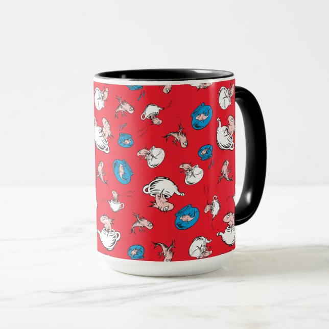 Mug Chat Dans Le Casquette | Le Motif rouge poisson (Devant droit)