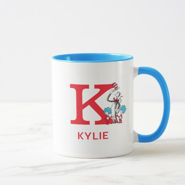 Mug Chat dans le Chapeau, Nom de Chose Un & Monogramme (Droite)