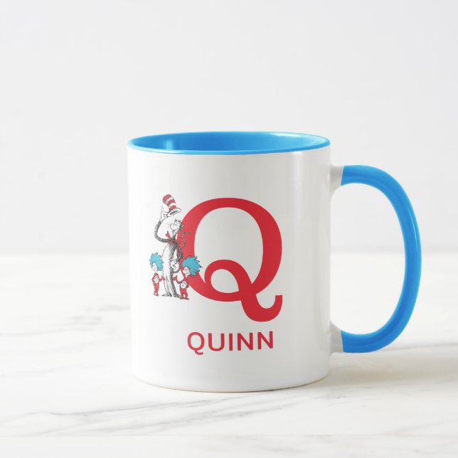 Mug Chat dans le Chapeau, Nom de Chose Une & Monogramm (Droite)