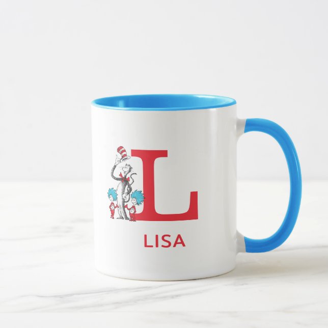 Mug Chat dans le Chapeau, Nom et Monogramme Chose Un (Droite)