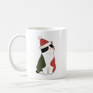 Mug Chat dans un chapeau de Père Noël – Illustration d